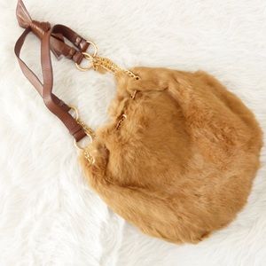 BCBGirls Tan Rabbit Fur Purse
